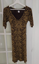ATHLETA Dress Size S V Neck Tie Back Floral Print ¾ Sleeve Stretch 