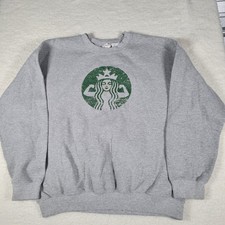 Gildan Sweatshirt Mens Large Gray Starbucks Parody Strong Siren Graphic Crewneck