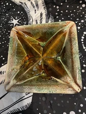 Van Briggle Pottery Square Dish Tray Signed 1987 Green Brown Glaze