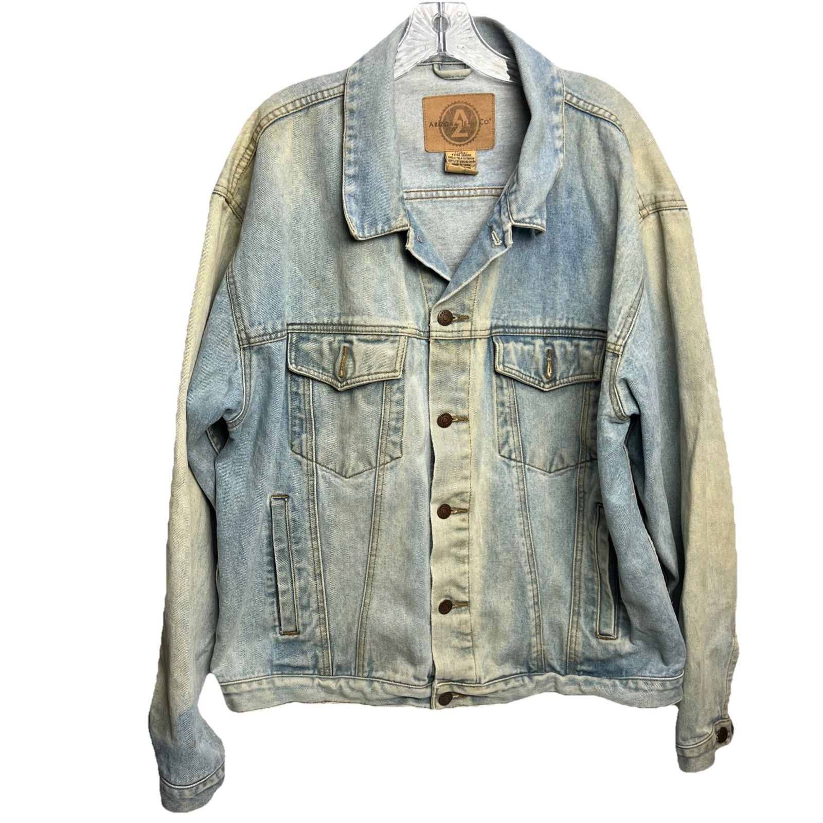 Vintage Arizona Jean Co Denim Jacket Size X- Large Distressed 100% Cotton