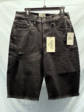 NWT Jordache Vintage Chris High Rise Bermuda Shorts 27 Black Logo Stretch