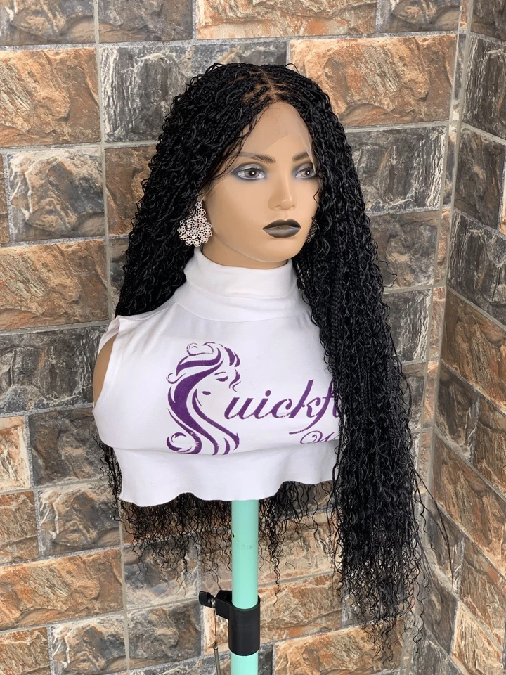 Tangle Free Boho Knotless Braided Wig Box braids Full lace braids wig Senegalese - Image 4 of 4