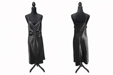 A New Day Women’s Black Satin Slip Dress Size L Midi Adjustable Straps Women