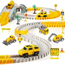 260 PCS Construction Race Tracks for Toys, 2 Racing Cars, 4 Construction Cars...