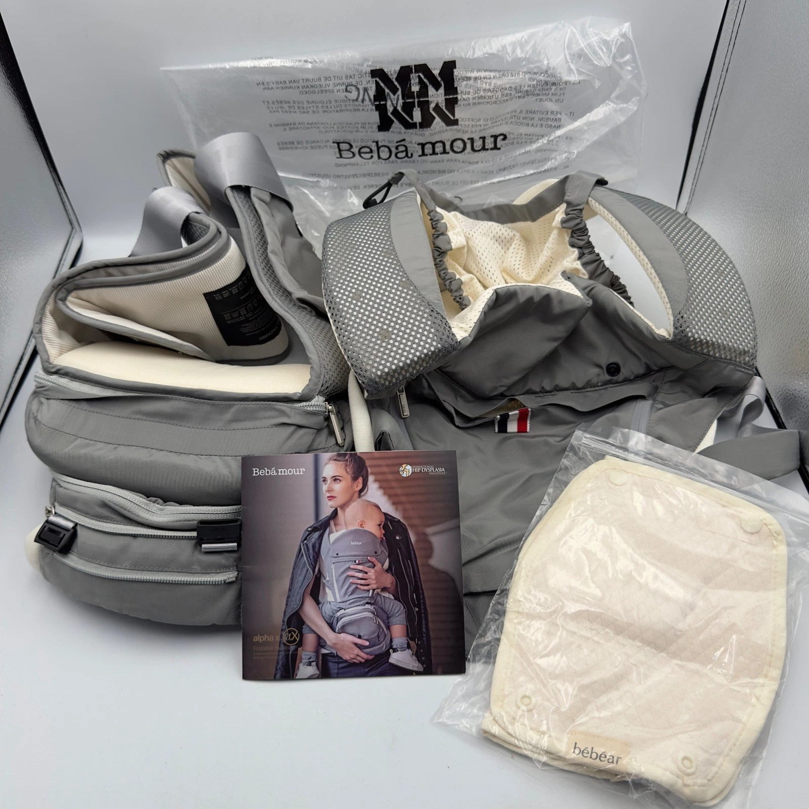 Bebamour Baby 6 in 1 Hipseat Carrier Grey Ergonomic 0-36 Month