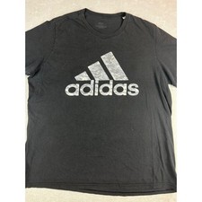 Adidas Mens XL Black T-Shirt Trefoil Logo Graphic Short Sleeve Top Used