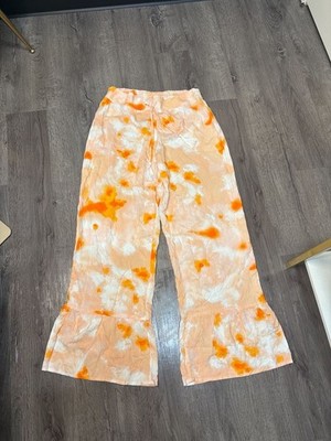 Cato EST. 1946 Orange Tie Dye Wide Leg Ruffle Hem Pants Size L