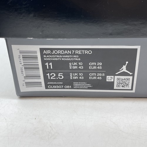 Size 11 - Jordan 7 Retro Citrus Black Orange Red Suede (CU9307-081) - Picture 8 of 8
