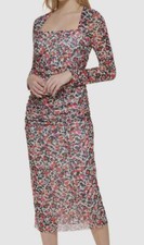 Tommy Hilfiger Women's Ivory Floral Ruched Square-Neck Bodycon Dress Size 10