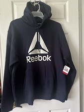 Reebok Logo Hoodie Sweatshirt; Mens 2XL; Pullover; Pouch Pocket; Navy or Black