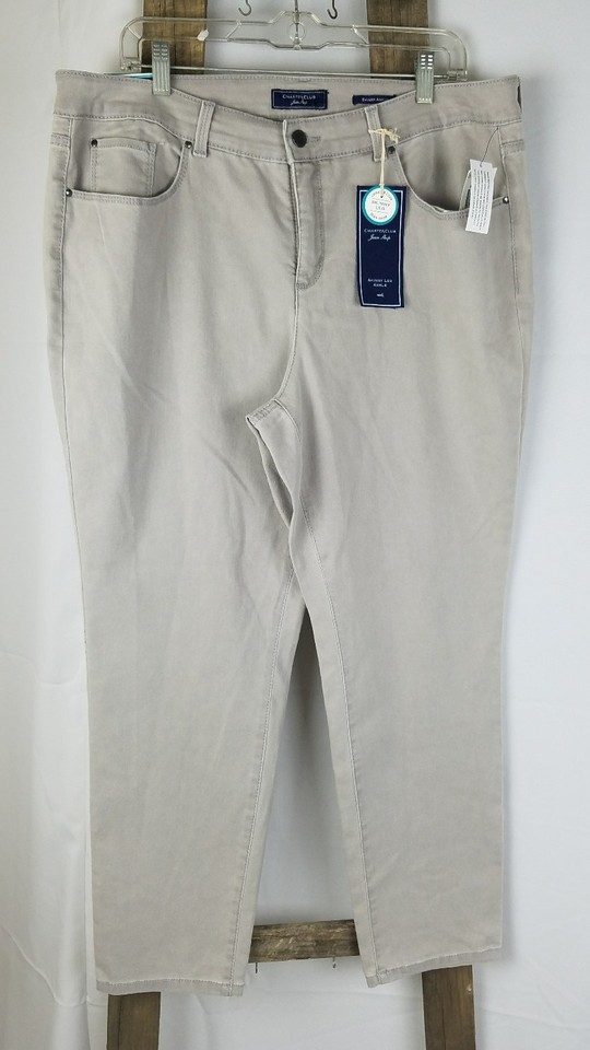 Charter Club Jean Tienda Mujer Talla Grande 18 Pitillo Tobillo Gris Vaqueros