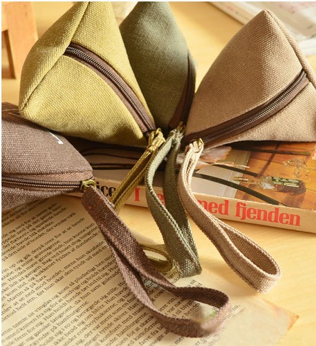 HOUS Cute Triangle Canvas Wallet Change Purse Coin Key Mini Buckle Pouch Handbag - Imagen 4 de 9