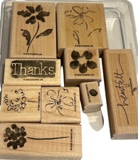 Stampin Up Heartfelt Thanks Two-Step Rubber Stamp Set Of 10 With Floral  Senti