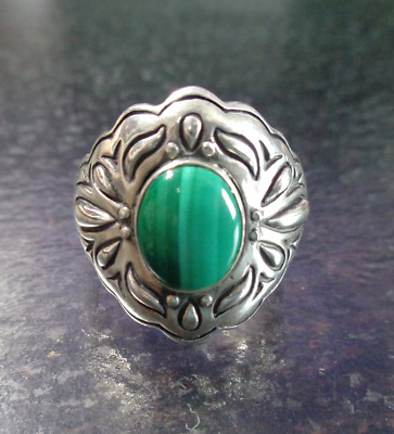 CAROLYN POLLACK signiert, Logo, Sterling 925 gestempelt, grüner Malachit, 9,8 Gramm