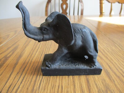 ELEPHANT WITH TRUNK UP FIGURINE HANDCRAFTED FROM OHIO COAL