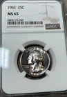 1963 Washington Quarter - NGC MS65 UNCIRCULATED HIGH GRADE. Great Eye Appeal!
