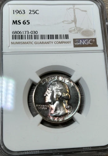 1963 Washington Quarter - NGC MS65 UNCIRCULATED HIGH GRADE. Great Eye Appeal!