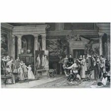 1888 Photogravure Gebbie & Co Charles I in the Studio of VanDyck, Gelli 17"x12"