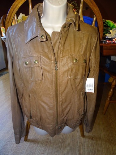 GUESS Misses Jacket Size Medium Tan Light Brown NWT Coat Womens/MISSES WINTER - 第 1/4 張圖片
