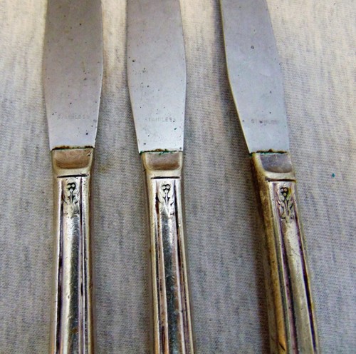 Juego de 3 cuchillos de mesa de acero inoxidable vintage - Imagen 3 de 5