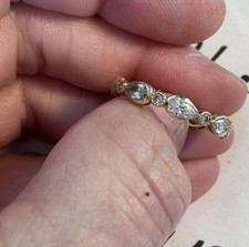 New 14K Genuine White Topaz Eternity Ring