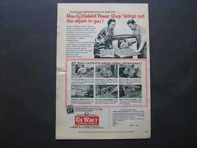 1954-55 DeWalt ''Power Shop'' radial arm saw--vintage ad from estate collection
