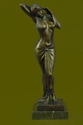 100% Solid Real Bronze Vitaleh Italian Artist Nude Dream Girl Sculpture Figure