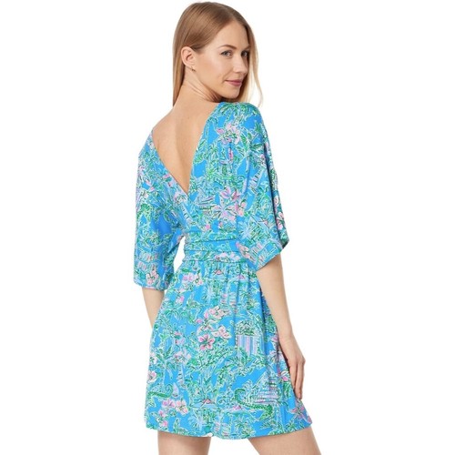 LILLY PULITZER Parigi Romper Boca Blue Beneath the Bougainvillea Floral Knit XXS - Picture 6 of 18
