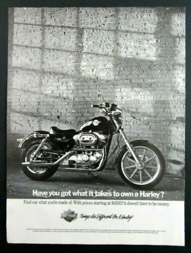 1989 HARLEY DAVIDSON SPORTSTER 883 Motorcycle Magazine Ad - Afbeelding 1 van 1