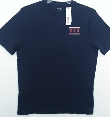Workout T Shirt Medium M Zelos  Short Sleeve Shirt Navy Graphic Mens NWT New