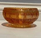 Vintage Imperial Frosted Block Carnival Glass Rose Bowl Dish Marigold Vtg *flaw