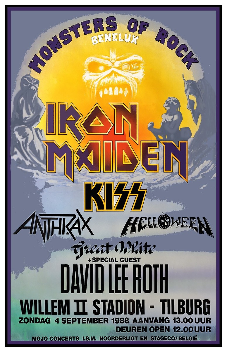 Iron Maiden, KISS 1988 Monsters of Rock Benelux Concert Poster 11