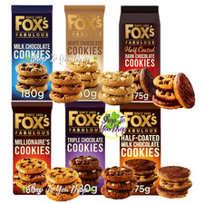 FOX'S FABULOUS COOKIES 3/6 Milk Chocolate Chip White Half Coated Dark Foxs