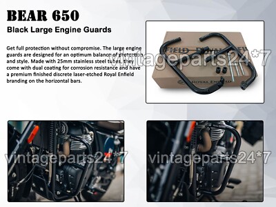 Original Royal Enfield Bear 650 großer Motorschutz aus Edelstahl, schwarz