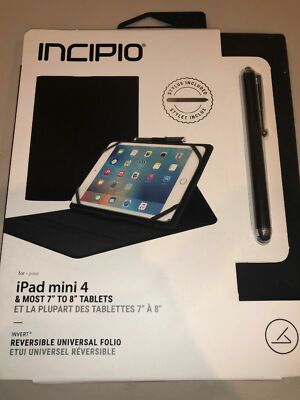 Incipio Invert Folio Case with Stylus for iPad Mini 4 & 7'' to 8'' Tablets - Black