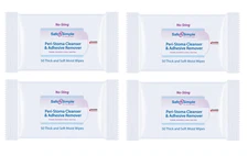 Safe N Simple Peri-Stoma Cleanser & Adhesive Remover Wipes - 4 Packs of 50