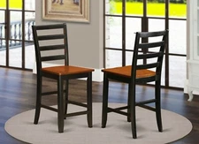 Set of 2 Fairwinds counter height bar stool chairs plain wood seat cherry black