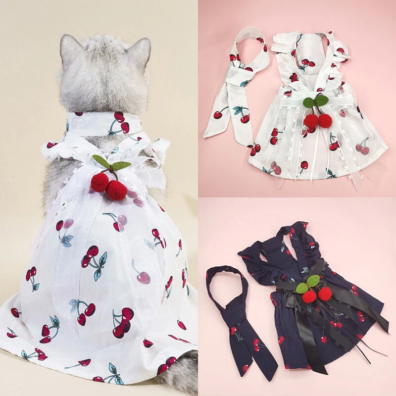 Ropa para mascotas Perro Vestido de novia Lindo Vestido Falda Ropa para mascotas Pajarita Vestido Cereza Foto 3 de 4