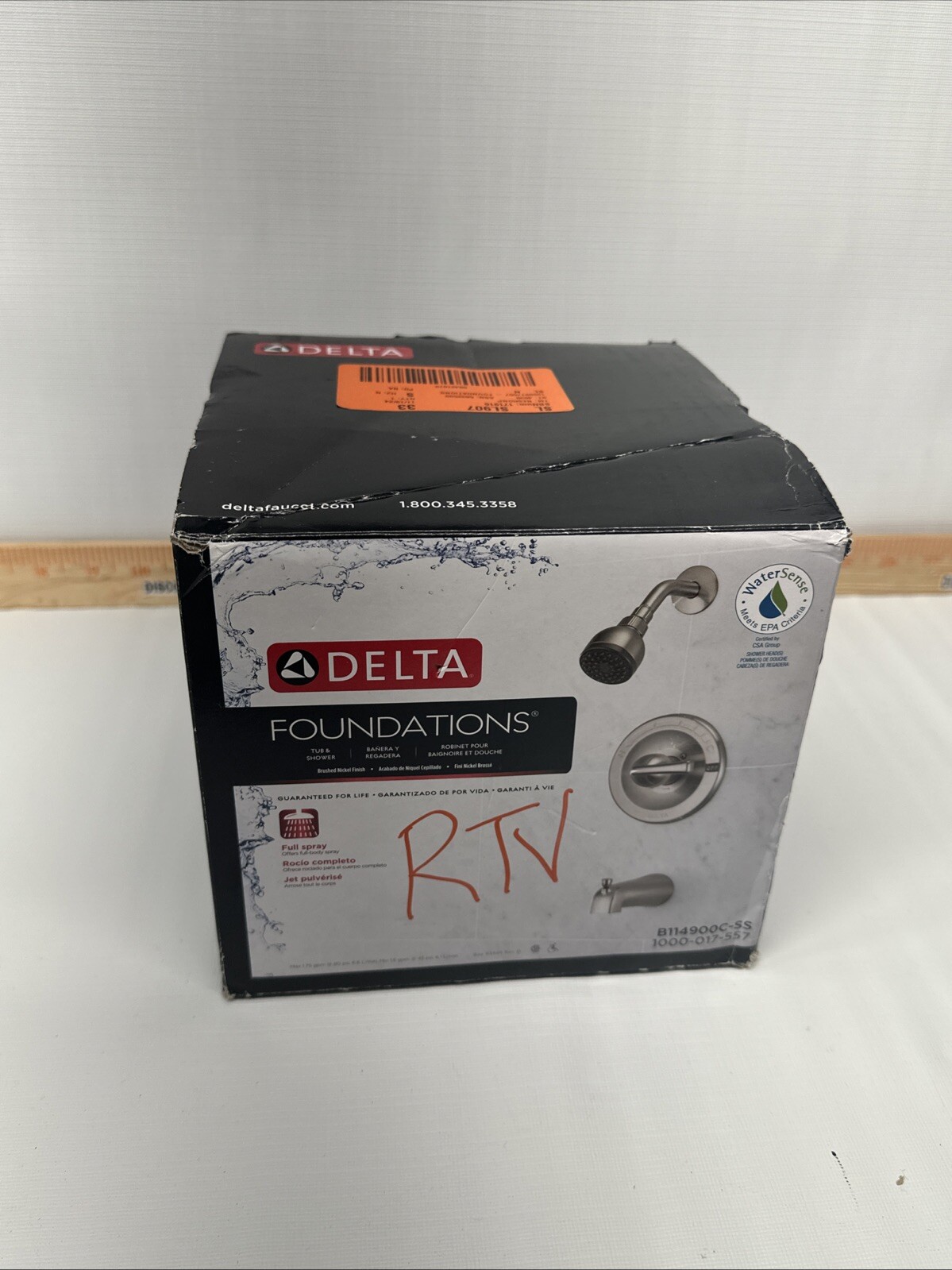 Delta B114900C-SS Foundations Single-Handle Spray Tub and Shower Faucet - Silver