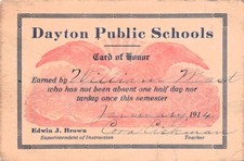 Dayton Public Schools 1914 Card of Honor American Eagle Patriotic Cora Eickman