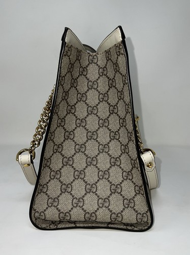 GUCCI GG Supreme Monogram Medium Padlock Tote White Bag Authentic ❤️ - Picture 5 of 11