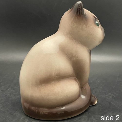 ELPA Alcobaca Siamese Cat & Kitten Figurine 2pc Set Glass Eyes c1970s Portugal - Picture 4 of 24