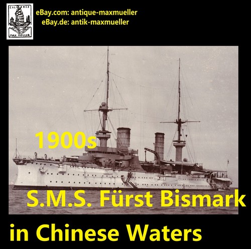 China Ostasiengeschwader S.M.S. Fürst Bismarck Chinesische Gewässer orig Foto um 1900