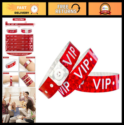 500 Pack Holographic VIP Plastic Wristbands - Waterproof Disposable ID Bands for