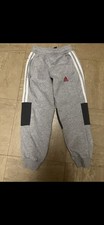 Adidas Boys Fleece Tracksuit Bottoms Size 7-8 Years Grey