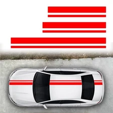  3PCS Vinyl Car Side Sticker Long Stripe Graphic Auto Hood Tailgate Body Red