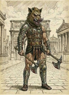 Gladiator von Rom mit Bohrkopf und zwei Achsen 10x8 Zoll Druck