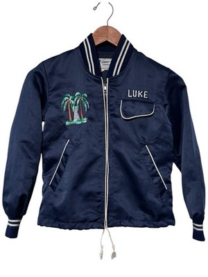 Vintage Boys Blue Satin Embroidered Guam Island Full Zip Jacket | eBay