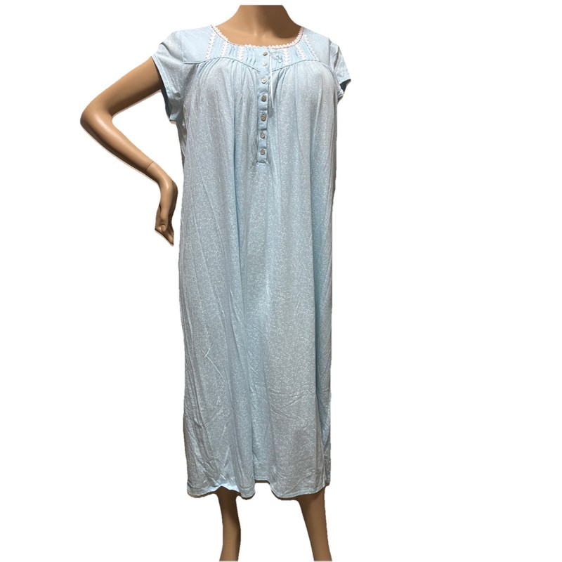 Eileen West Nightgown Medium Baby  Blue / White Cotton Jersey