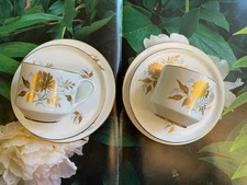 Aynsley Bone China Golden Grace Pattern 2 Sets Of Cup & Saucer & Side Plate Trio